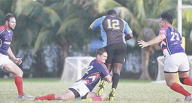 PLAY ACTION: The Bahamas was defeated 38-17 by the USA South Panthers at the Winton Rugby Centre on Saturday in their attempt to achieve promotion in the NACRA Division I Championship Series.
                                                                                                                                                                                                          Photo by Tim Clarke/Tribune Staff