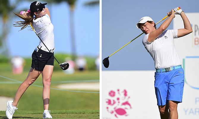 Paula Creamer (left) and Catriona Matthew are among seven players sharing the lead.