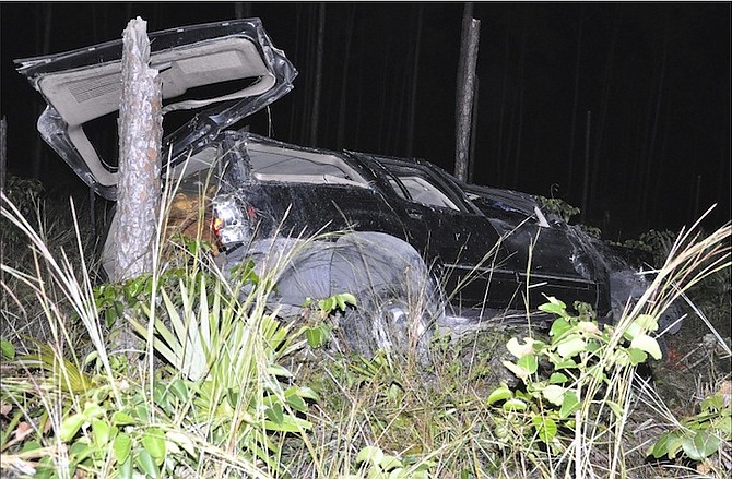 A car crash in Grand Bahama in October last year, one of more than 900 traffic accidents there. 