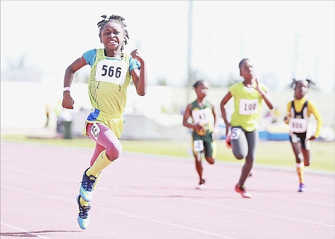 FAST TRACK: Young athletes compete on Saturday as the Road Runners Track Club hosted the 10th Annual Dianna Lynn Track Classic at the Thomas A Robinson Track and Field Stadium. The meet attracted more than 1,000 athletes from New Providence, Grand Bahama, Andros and Abaco.        
