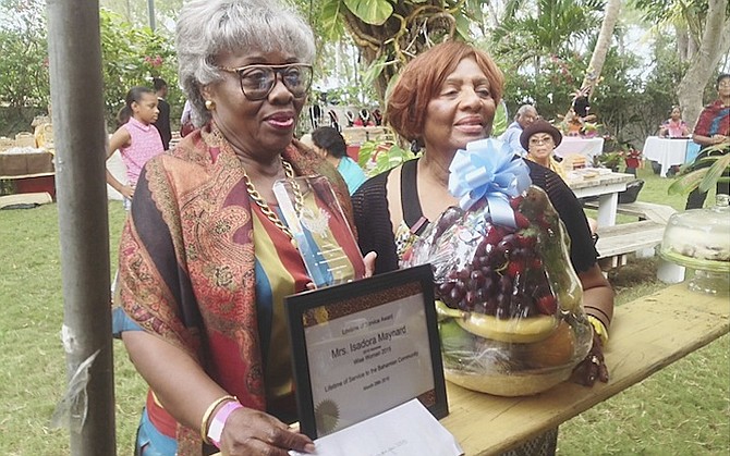 Festival founder Cheryl Albury (right) with last year’s recipient of the Wise Woman award, Isadora Maynard.