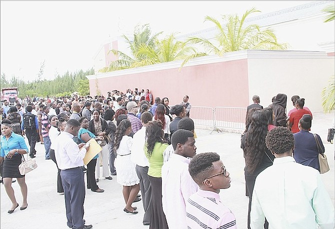 Hundreds gather for a job fair for Pearl Island Bahamas, held at Club Luna. Photos: Tim Clarke/Tribune Staff