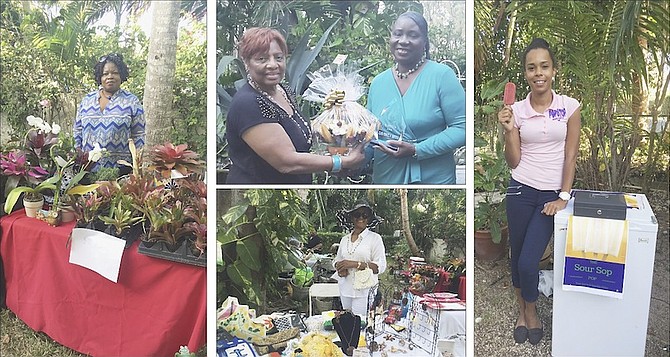 FROM LEFT: The Brom Lady; Cheryl Albury, founder of the Wise Women Festival, with this year’s honoree, Elder Minnalee Hanchell of the Great Commission Ministries; Audrey Marie Deveaux with her handbag selection; Tish Ward at her Pop Stop stand.