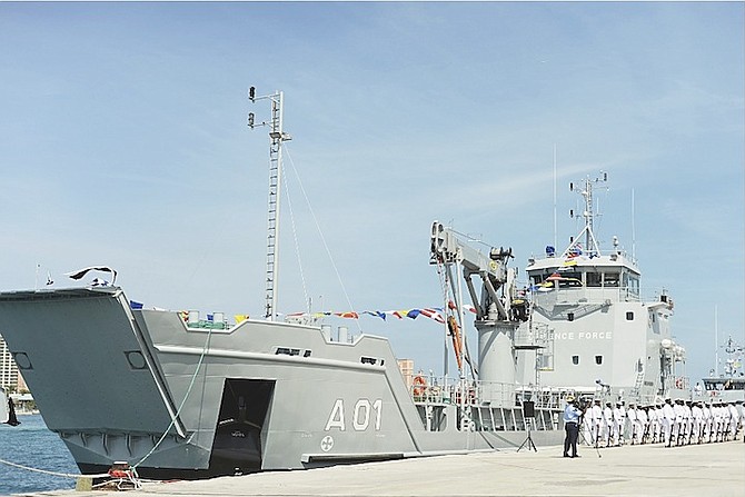Three new defence force boats have been commissioned - the HMBS Cascarilla, HMBS Lignum Vitae and the HMBS Lawrence Major, pictured. Photo: Shawn Hanna/Tribune Staff
