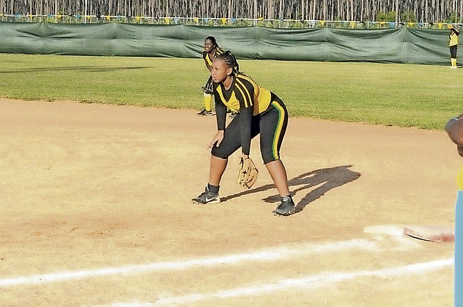 Kirah Dames on the softball field - but amid citizenship problems, she is unable to travel to compete.