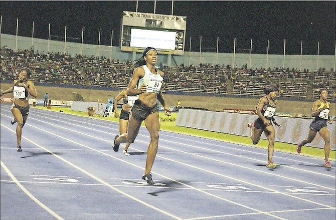 Shaunae Miller winning the women’s 200m in Jamaica. Photo: Anthony Foster/Track Alert