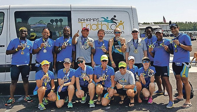 TEAM BAHAMAS: Proud members of the Bahamas’ triathlon team.
