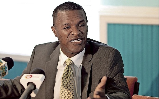 Bahamas Christian Council President, Rev. Dr. Ranford Patterson, pictured speaking to media in a press conference on the gender referendum. Photo: SHawn Hanna
