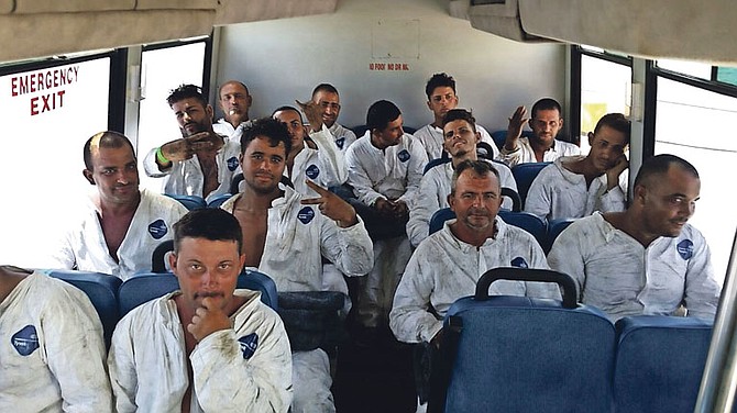 The Cuban immigrants under arrest in Grand Bahama.