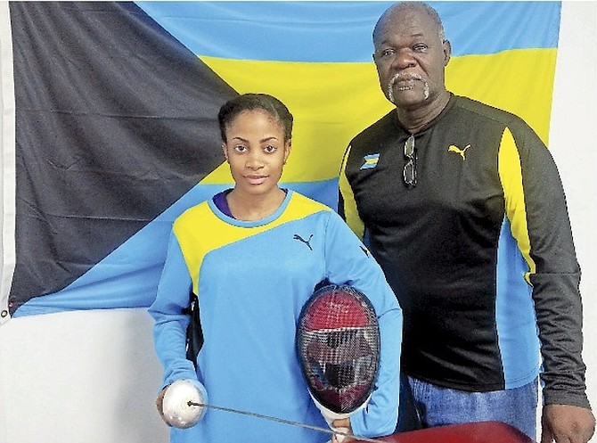 ALANNA CLEARE with her coach Andy D Lewis. The Pan American Fencing Championships in Panama City, Panama, this week also serves as a qualifier for the 2016 Olympic Games in Rio de Janeiro, Brazil.
