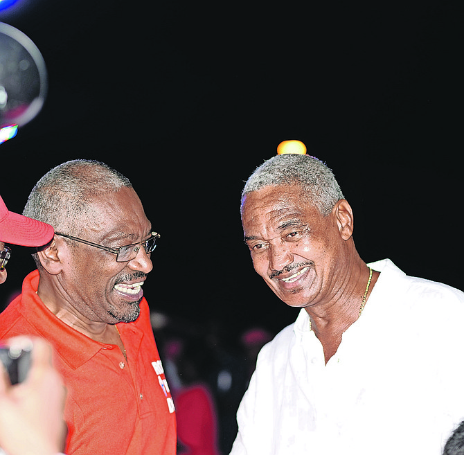 Leslie Miller made a surprise appearance at the launch of leadership campaign of Dr Hubert Minnis, to loud cheers at the event. 