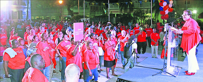 Loretta Butler-Turner addressing supporters at the launch of her leadership campaign in Rawson Square. 

Photo: Tim Clarke/Tribune Staff