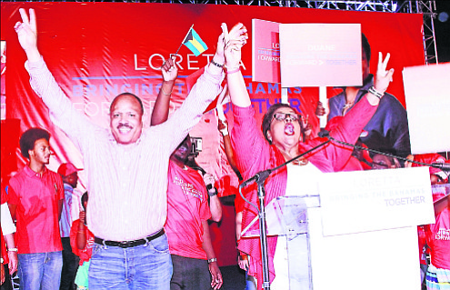 Loretta Butler-Turner and Dr Duane Sands launch their FNM leadership campaign last night.

Photo: Tim Clarke/Tribune Staff