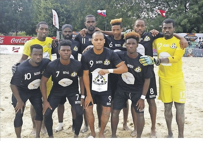BAHAMAS men’s national beach soccer team, with their first opportunity to compete against elite competition during their European Tour as they continue preparation for the 2017 FIFA Beach Soccer World Cup, finished third at the Beach Soccer Worldwide sanctioned - 2016 Nation’s Cup in Linz, Austria.
