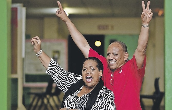 Loretta Butler-Turner and Dr Duane Sands held a meet and greet at SC McPherson school to boost their FNM leadership campaign. Supporters of the party were present. Photo: Shawn Hanna/Tribune Staff
