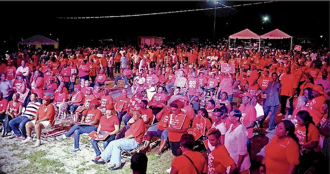 FNM supporters at Arawak Cay for the Roc Wit Doc rally.