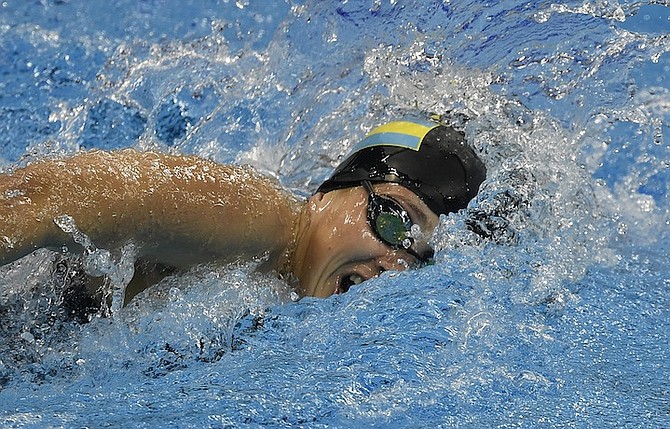 Bahamas' Joanna Evans competes in a women's 200-metre freestyle heat during the swimming competitions at the 2016 Summer Olympics, Monday. (AP)