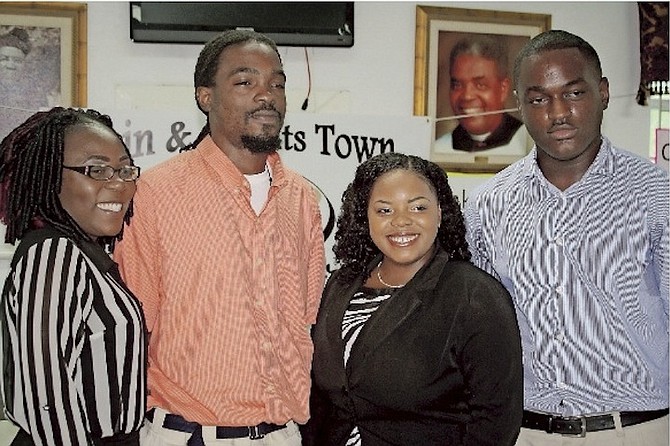Four Bain and Grants Town residents -  Nadia Esteve, Vandeco Stuart, Terwaashna Robinson and Michael Clarke - are able to pursue higher learning as the first recipients of the Bain and Grants Town Scholarship Fund.