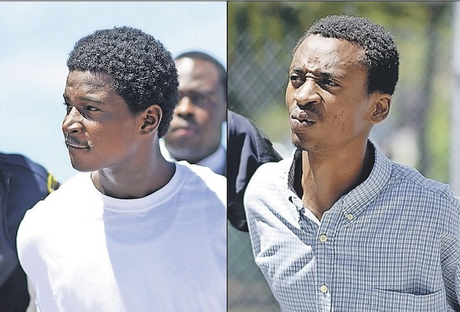 Jakota Johnson, left, aged 19, and Cuentino Carey, aged 23, who are charged with the murder of two men and the attempted murder of a young boy in Peardale. 
Photos: Shawn Hanna/Tribune Staff