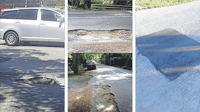 FROM LEFT: The dangerous pothole off Village Road; Potholes on Stanford Drive in the Prospect Ridge area; Breadfruit Street in Pinewood has been repaved. 


Photos: Valden Fernander

