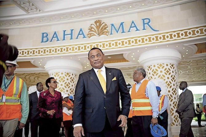 Prime Minister Perry Christie pictured during Monday's tour of the Baha Mar property. Photo: Shawn Hanna/Tribune Staff