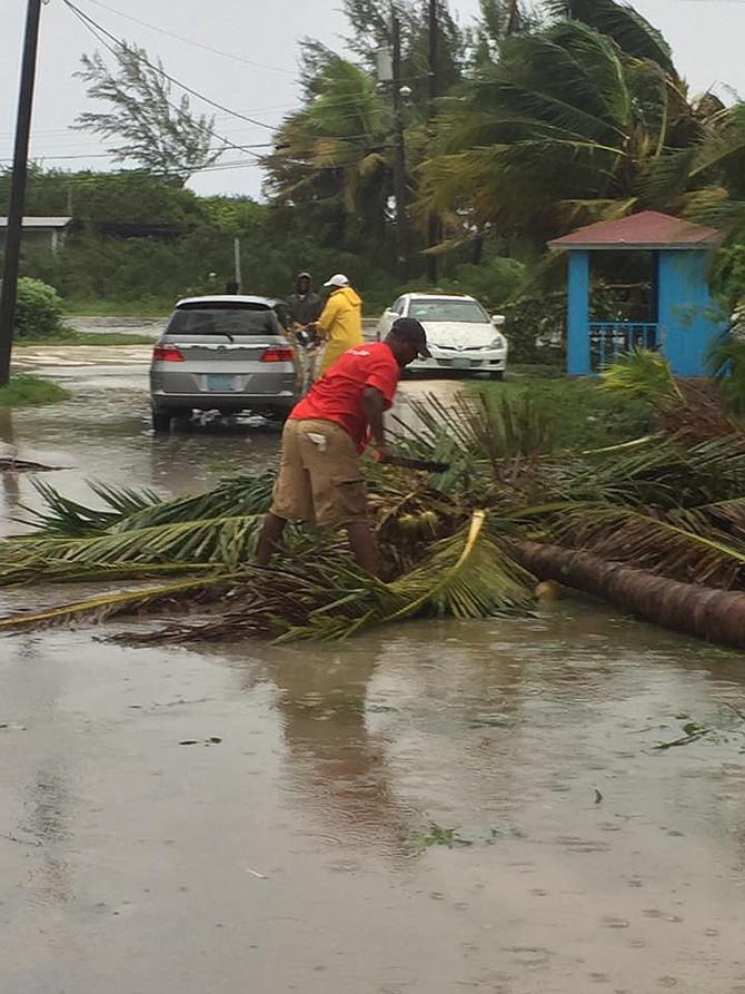 Residents clearing up after Hurricane Matthew hit Exuma