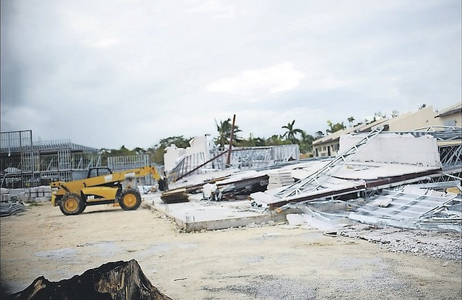 Island Luck’s new buildings on Bernard Road destroyed by the storm. Photo: Shawn Hanna/Tribune Staff