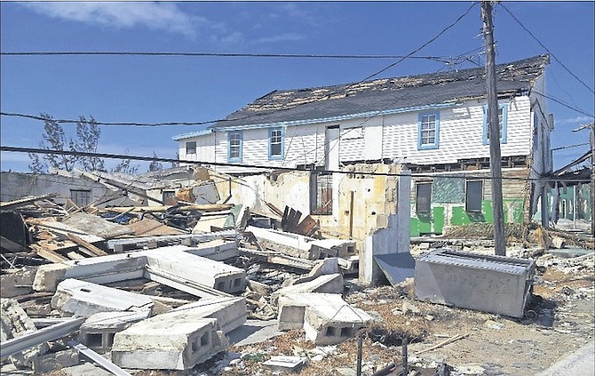 Some of the wreckage alongside the Star Club in West End, Grand Bahama.