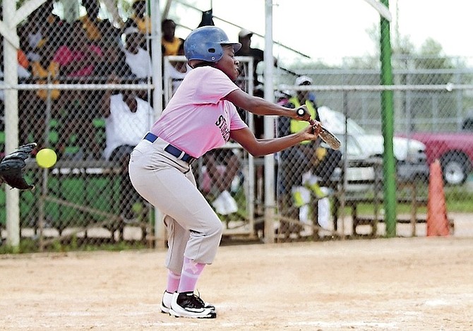 Johnson’s Lady Truckers eliminated defending champions Lady Stingers 5-4 as the New Providence Softball Association completed its reduced best-of-three playoff series in the aftermath of Hurricane Matthew.
Photo: Tim Clarke/The Tribune