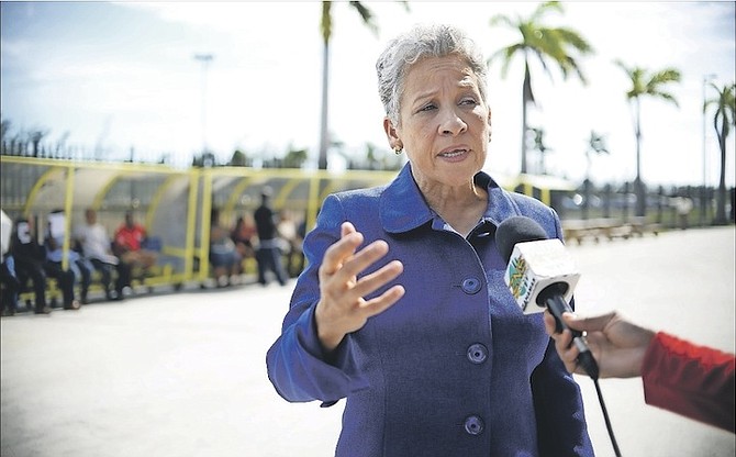Glenys Hanna-Martin, Minister of Transport and Aviation, at the Road and Traffic Department on Tuesday. 
