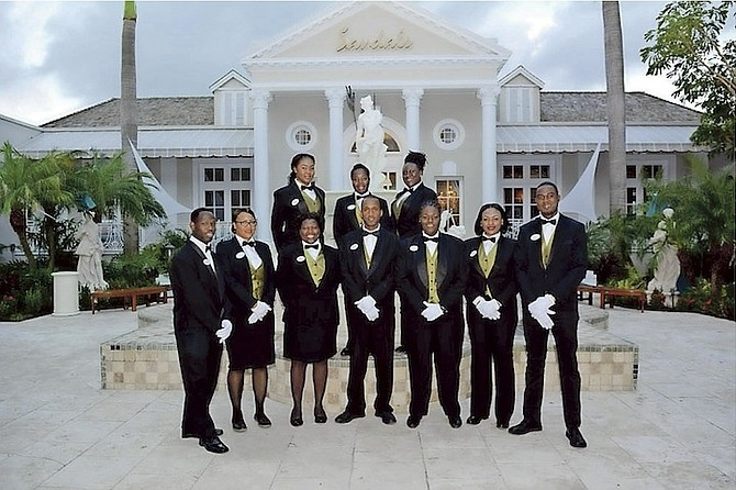 Members of the butler team at Sandals ready to welcome guests following its reopening. 