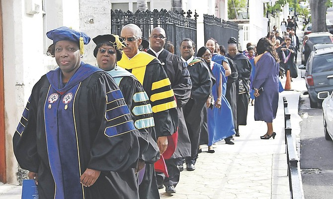 MEMBERS of the academic community and government officials attended a service of thanksgiving at Christ Church Cathedral yesterday to start the week of charter events for the establishment of the University of the Bahamas.
Photo: Tim Clarke