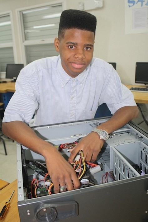 Dion Mackey, an Information Technology major at the Bahamas Technical and Vocational Institute