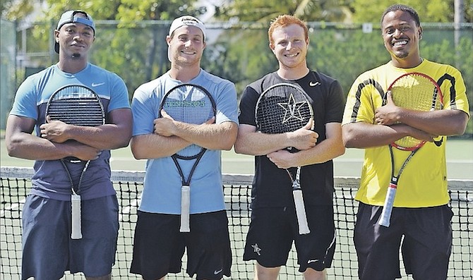 TEAM BAHAMAS: The Davis Cup team (l-r) - Kevin Major Jr, Spencer Newman, Baker Newman and Marvin Rolle. 
Photo by Shawn Hanna/Tribune Staff