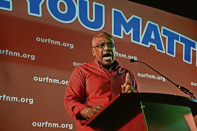 Dr Hubert Minnis speaks at the FNM rally.