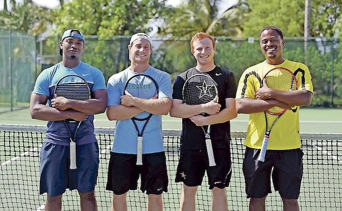 LAST YEAR’S Davis Cup team (l-r) Kevin Major Jr, Spencer Newman, Baker Newman and Marvin Rolle. 
Photo: Shawn Hanna/The Tribune