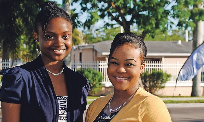 Next stop – the United Nations. UB students Kyla Basden (left) and Andrea Duncanson prepare for their trip to Switzerland.
