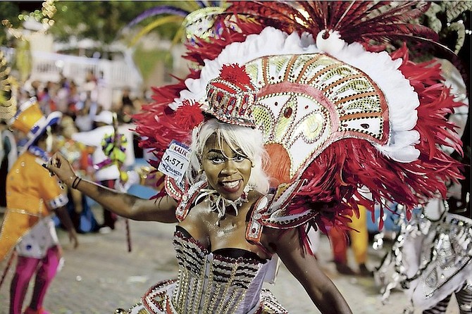 A dancer with the Valley Boys as the group marched to victory during the New Year Junkanoo. For more photographs, see pages nine to 15 inside. Photo: Terrel Carey/Tribune Staff