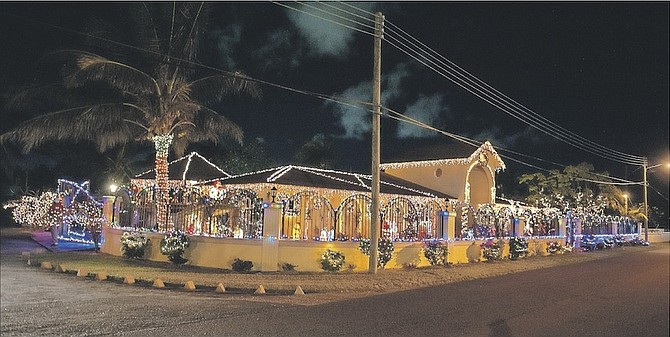 Sandra Bain’s house in Sea Breeze Estates depicts the spirit of Christmas through its lights, décor and design. Photo: BVS Bahamas