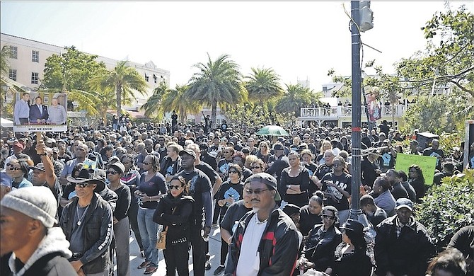 
Some of those taking part in the We March Bahamas protest on Majority Rule Day. 
