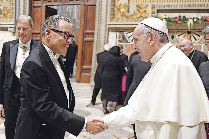 Sean McWeeney meets Pope Francis in the Apostolic Palace of the Vatican.