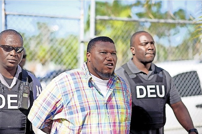 Desno Scott, 43, outside Magistrates Court where he faced charges in connection with a recent cocaine seizure. 
Photo: Shawn Hanna/Tribune Staff