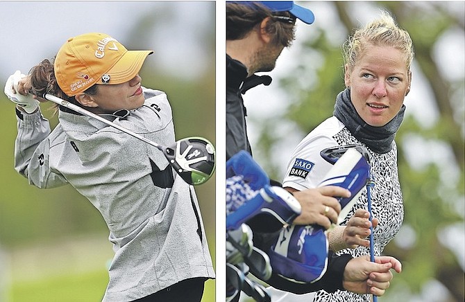 
LEFT: Anne Catherine Tanguay
RIGHT: Nicole Broch Larsen has a word with her caddie.
