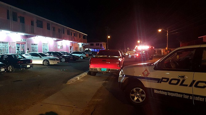 The scene of the shooting in St Vincent Road and Faith Avenue where a man was killed on Saturday night after a lone gunman opened fire on a group playing dominoes.