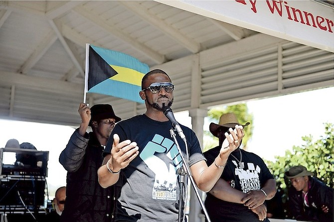 Ranard Henfield at the We March Bahamas protest. Photo: Shawn Hanna/Tribune Staff