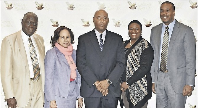 Members of the Blue Ribbon Panel Romeo Farrington, chairwoman Angela Cleare, Cacique chairman Charles Albury, director of events Charity Armbrister, and Philip Simon. 