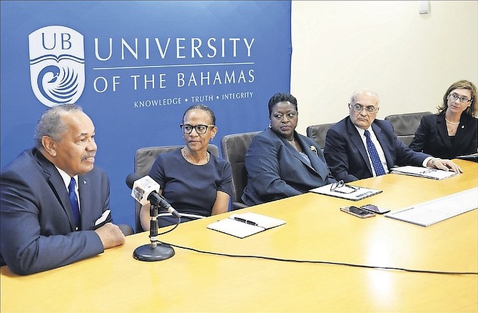 Dr Rodney Smith, president of the University of The Bahamas, pictured giving remarks in a joint press conference as part of IDB’s knowledge seminar on early childhood development and social pulse of Latin America and the Caribbean. Photo: Shawn Hanna/Tribune Staff