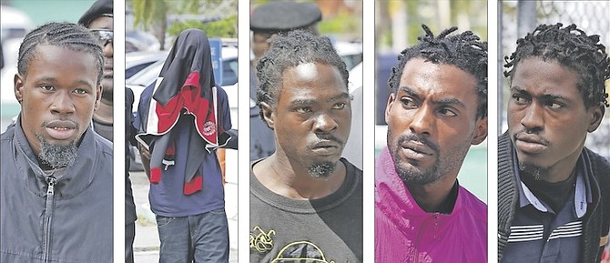 Stanford Pinder, 24; the 16-year-old boy is brought to court; Nicholas Lightbourne, 23; Spencer Lewis, 25; Kingsley Choute, 22.