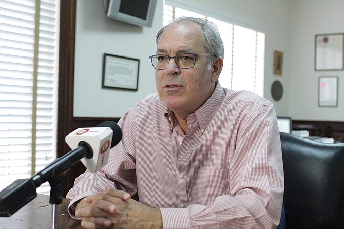 BRENT SYMONETTE announces his bid for the Free National Movement's candidacy in St Anne's for the general election at his office on Tuesday morning. Photo: Terrel W Carey/Tribune Staff