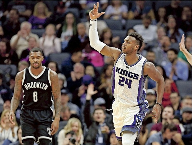 BAHAMIAN ROOKIE GUARD Buddy Hield has had a productive stretch so far for the Sacramento Kings and has risen to No.5 on the NBA Rookie Ladder. (AP)